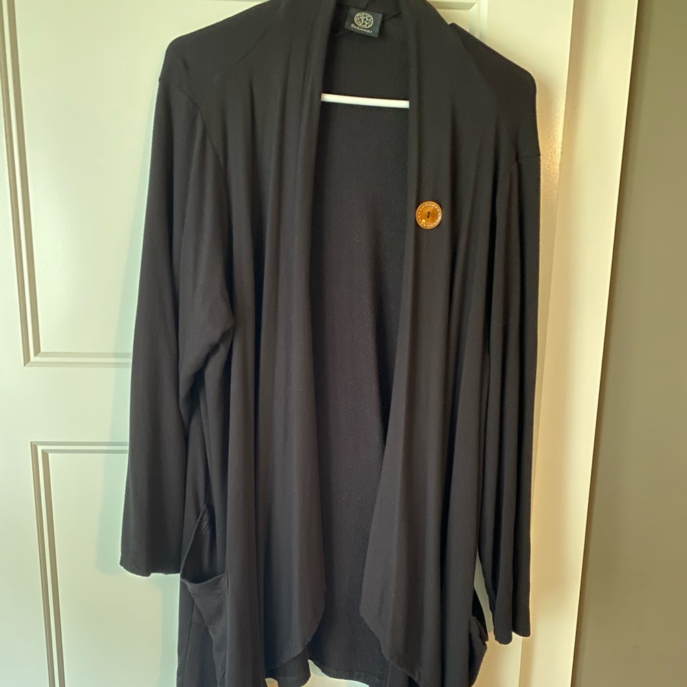 Bobeau black cardigan w/side button 2X/3X